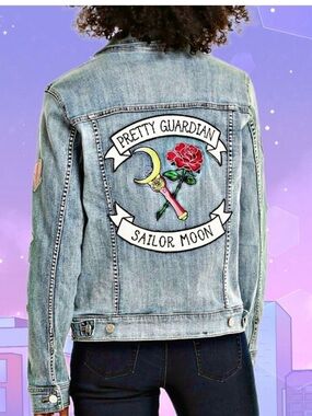 Sailor Moon by box lunch Light Blue Denim Jacket with 3D Felt Patch medium